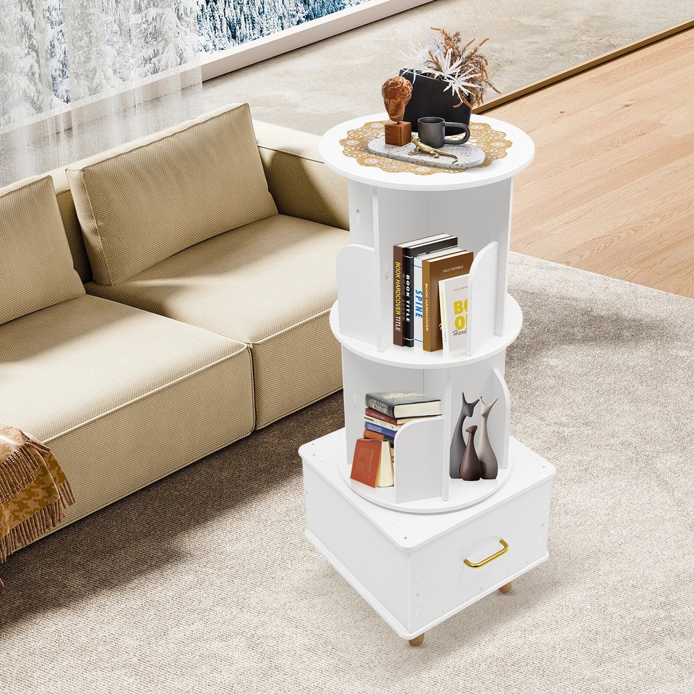 White 3-Tier Bookshelf Display Rack Organizer 15.75x15.12 Inches
