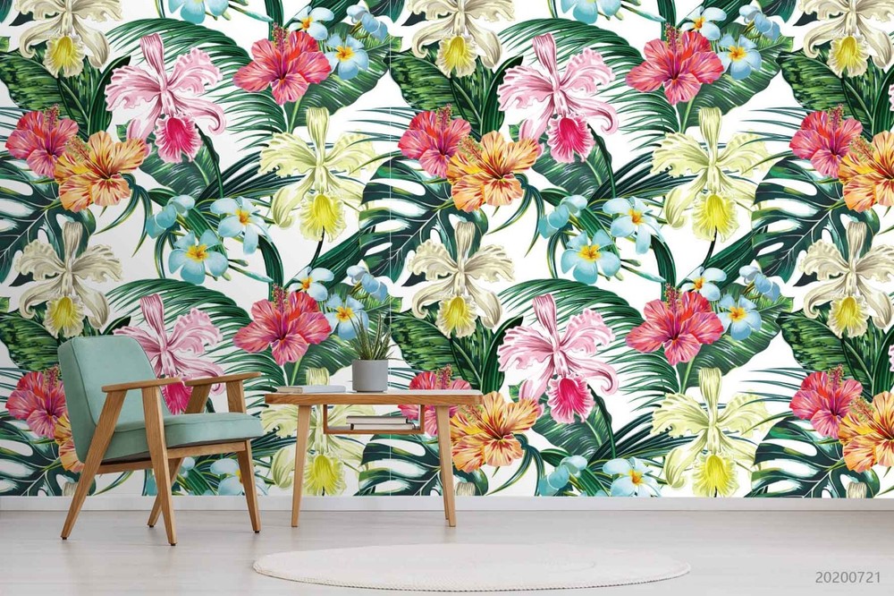 3D Flower Leaf Plantation Pattern Wall Murals Wallpaper Murals Wall Sticker