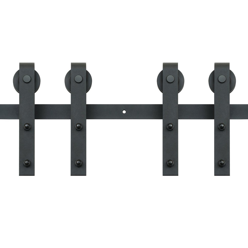 8 ft 330 lb Sliding Track Kit for Barn Doors J-Shape Dual Door System
