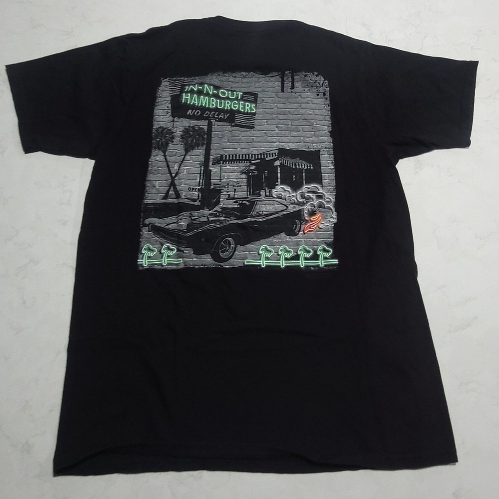 IN-N-OUT Burger T-Shirt Medium Black Graphic Tee 2023 QUALITY-N-SPEED CALIFORNIA
