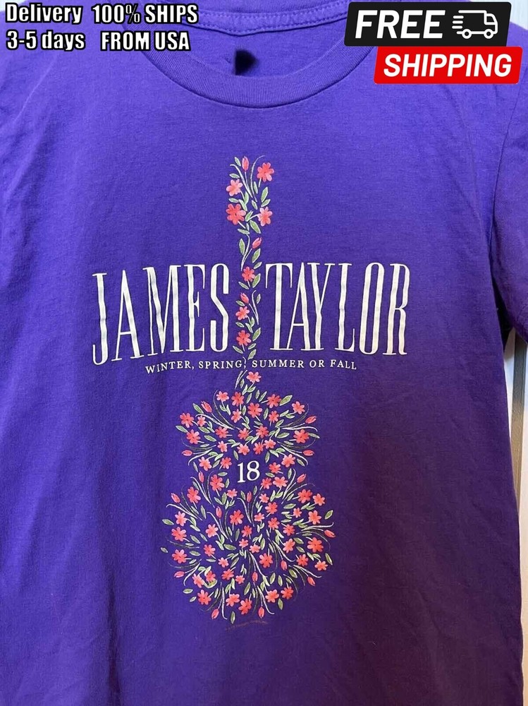James Taylorrr Ladies 2018 Tour Flower Guitar Shirt Purple Unisex S-5XL CC4283