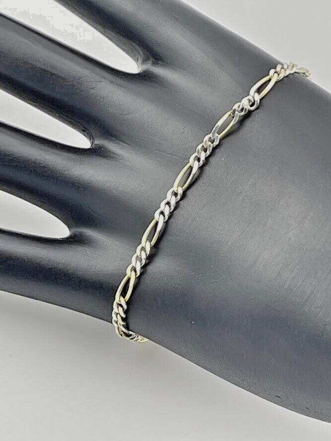 Sterling Silver 2.6mm Figaro Chain Bracelet or Anklet 8.75 Inch Classic Design 925