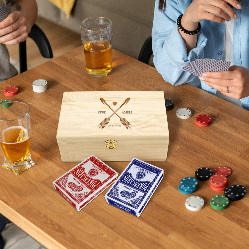 Personalised Wooden Gift Boxed Playing Card Set