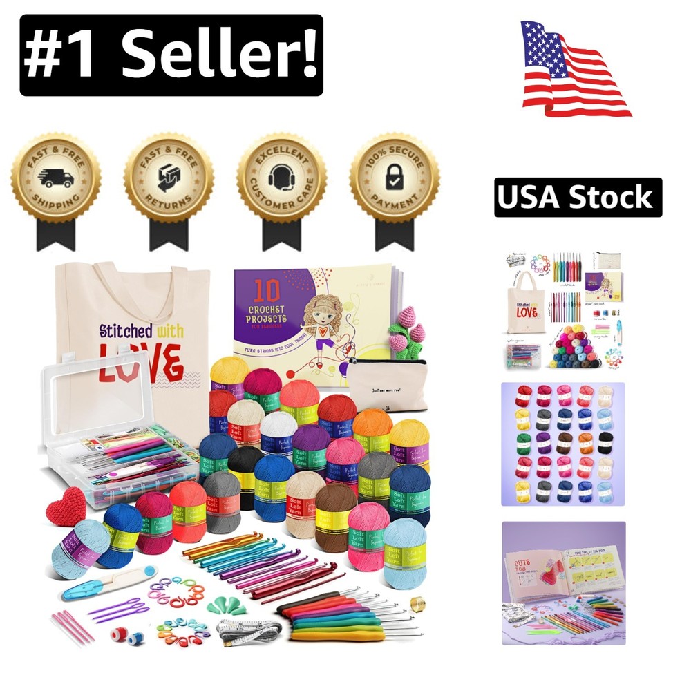 80-Piece Crochet Starter Kit with Yarn, Hooks & Accessories