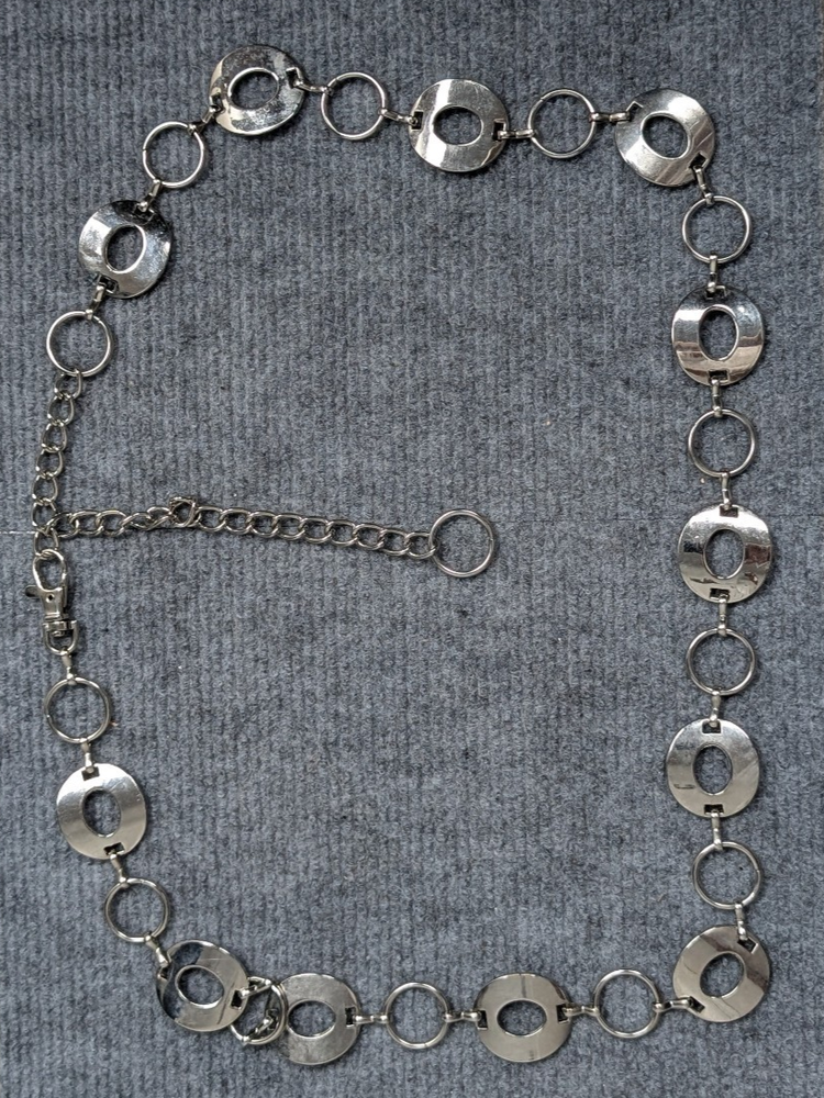 Vintage Metal Chain Belt Womens Y2K Boho Western Festival Adjustable Silver Tone