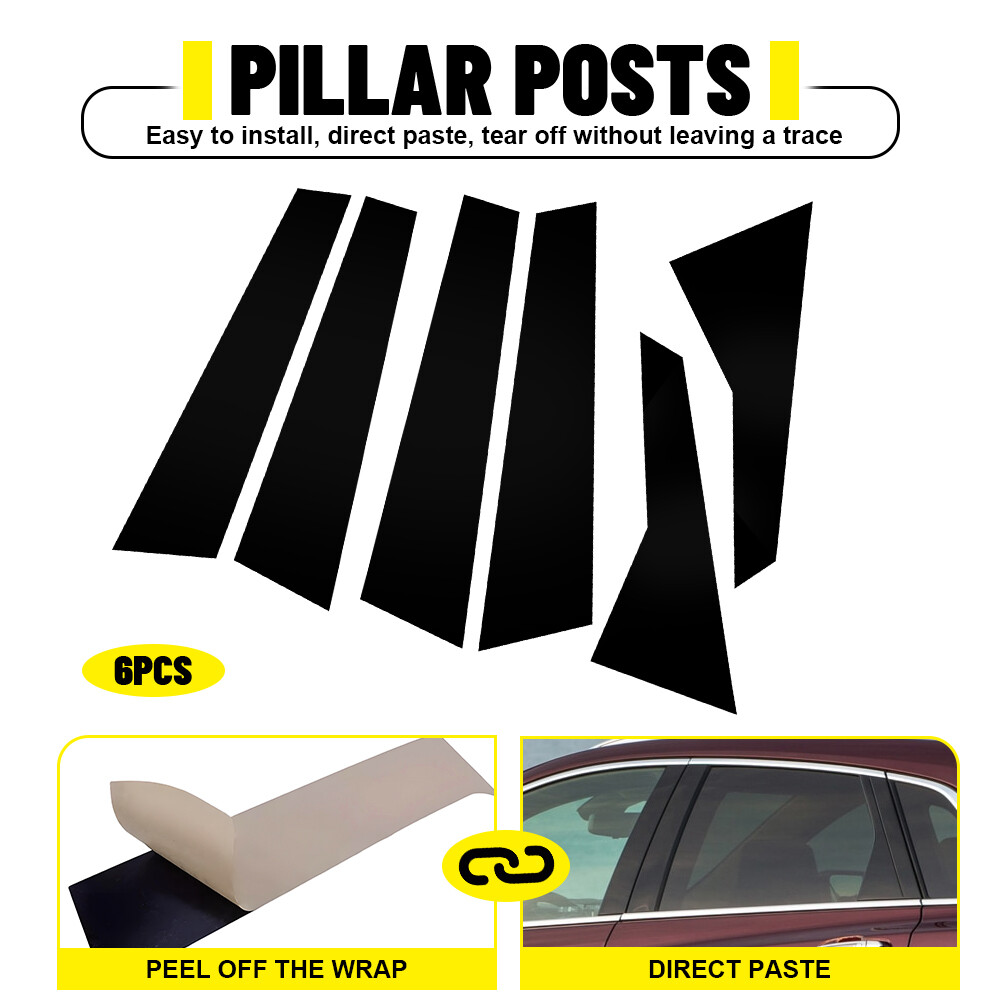 Glossy Black Pillar Posts Door Trim Window Cover Fit 2017 2018-2023 Cadillac XT5