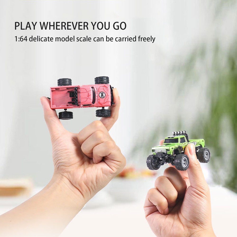 Mini RC Monster Truck USBC Rechargeable Underflow with Trailer,1:64 Scale AlloTx