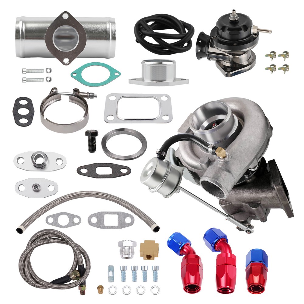 T04e Turbocharger 4 Bolt Flange Pattern Flange Pipe Adapter Oil Return+feed Line