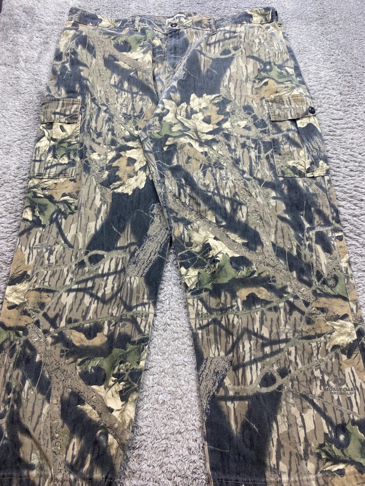 Vintage Jerzees Mossy Oak Camo Cargo Pants Mens 3XL 90s Hunting Outdoor Made in USA