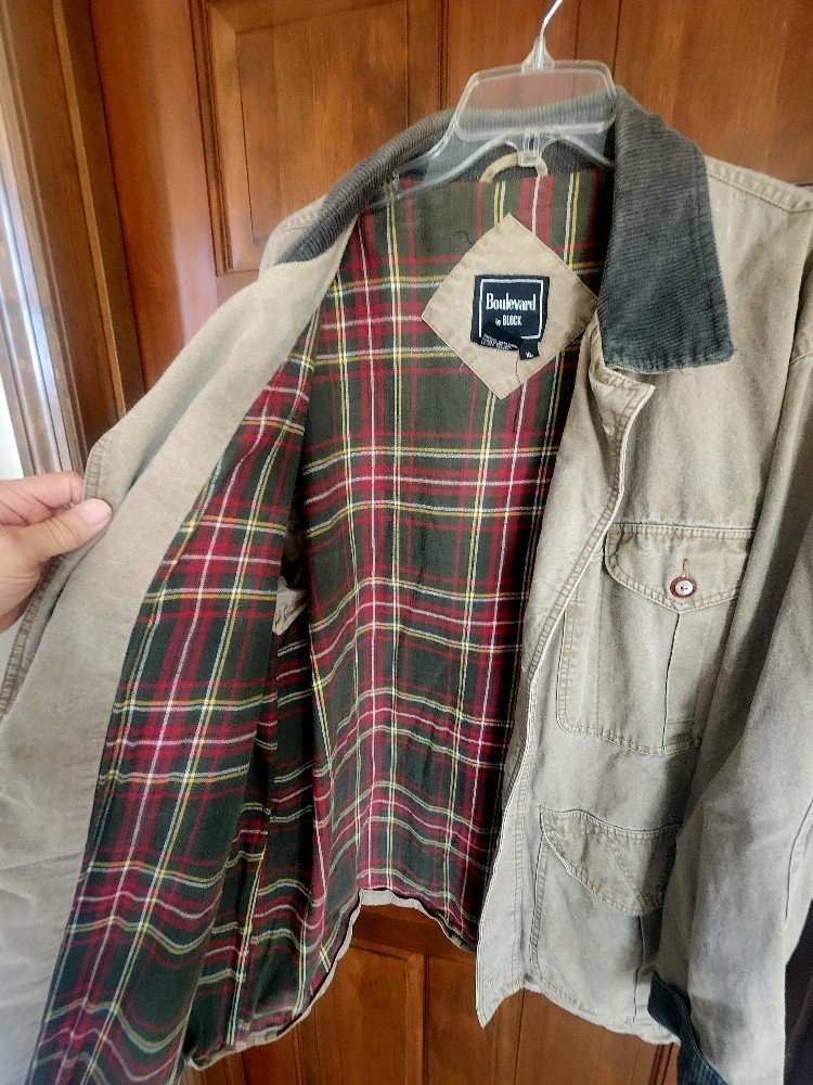 Vintage 90s Flannel-Lined Jacket Men XL Corduroy Trim Field Barn Coat Cotton