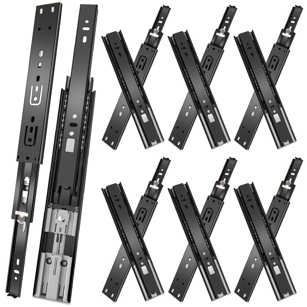 12-Inch Soft Close Drawer Slides 6-Pair Full Extension 3-Fold Side Mount