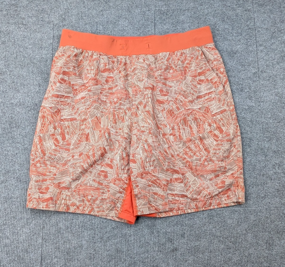 Lululemon T.H.E. Short Mens XL Linerless Parallel Divide Warm Coral Pull On Gym