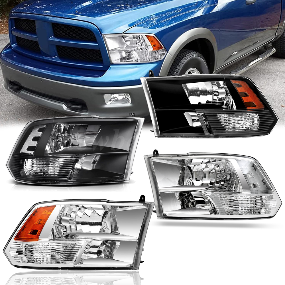 Headlights For 2009-2018 Dodge Ram 1500 2500 3500 Quad Lamps Driver & Passenger