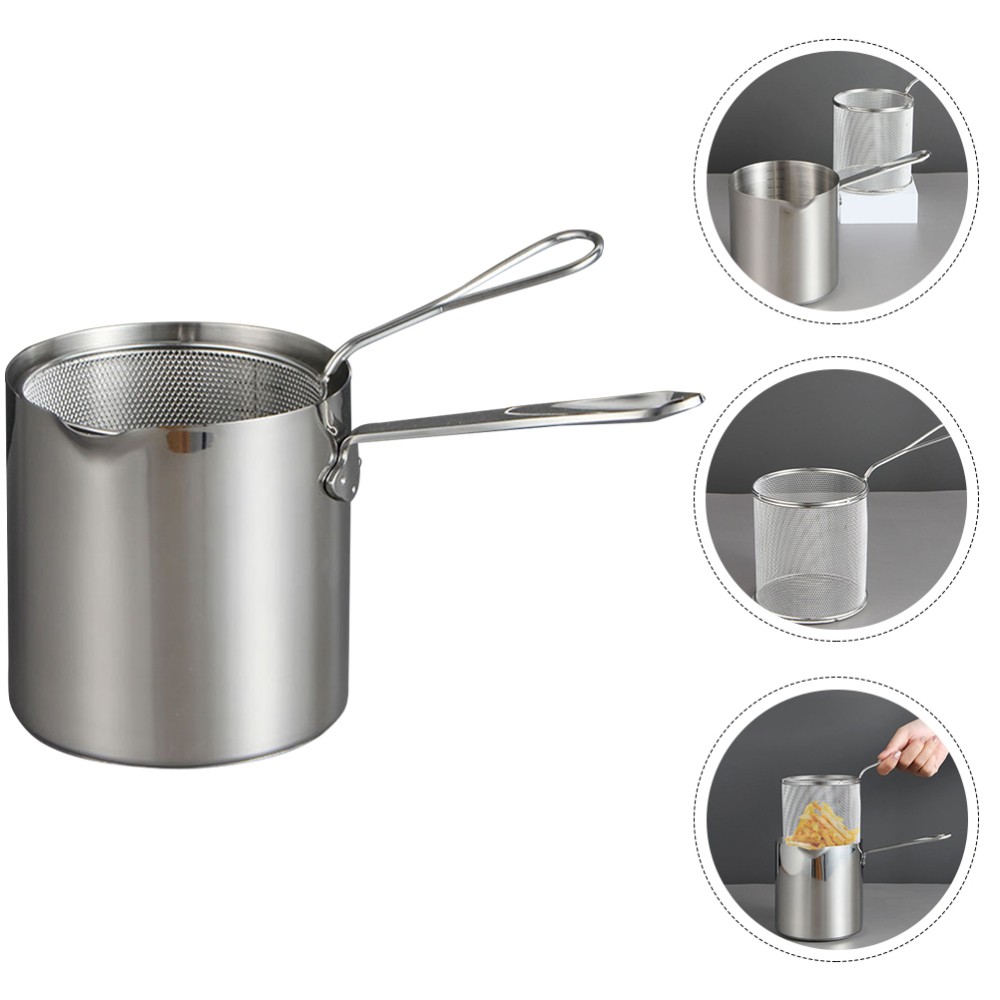 Stainless Steel Deep Fry Basket with Strainer for Small Pots
