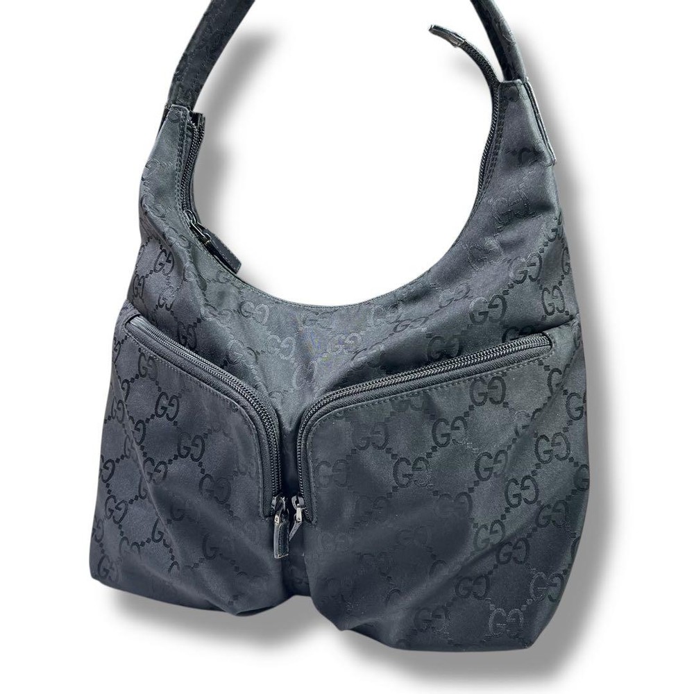 Gucci GG Monogram Black Nylon Shoulder Bag Pre-Owned