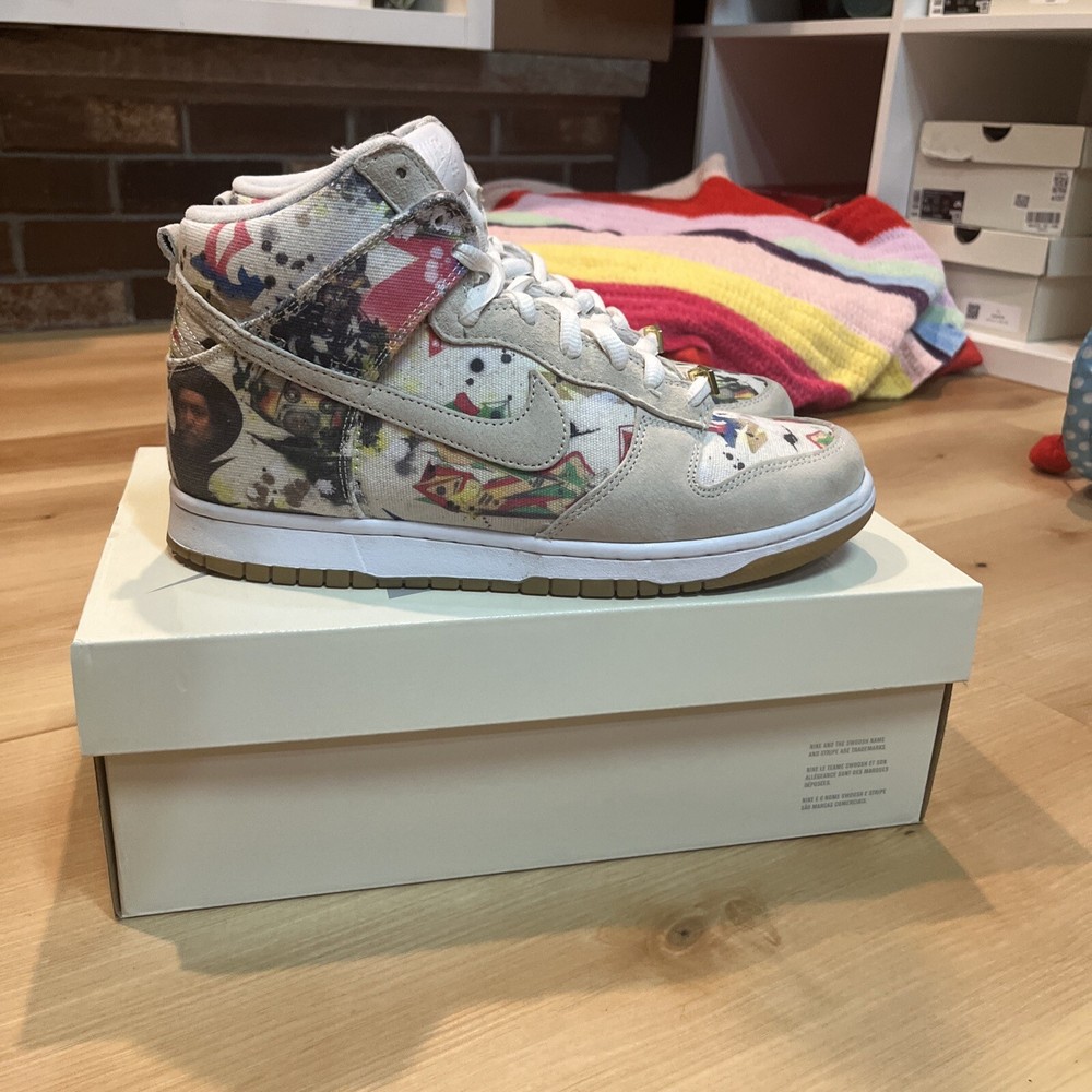 Size 9 - Supreme x Nike SB Dunk High SP QS Rammellzee White(Worn once!)