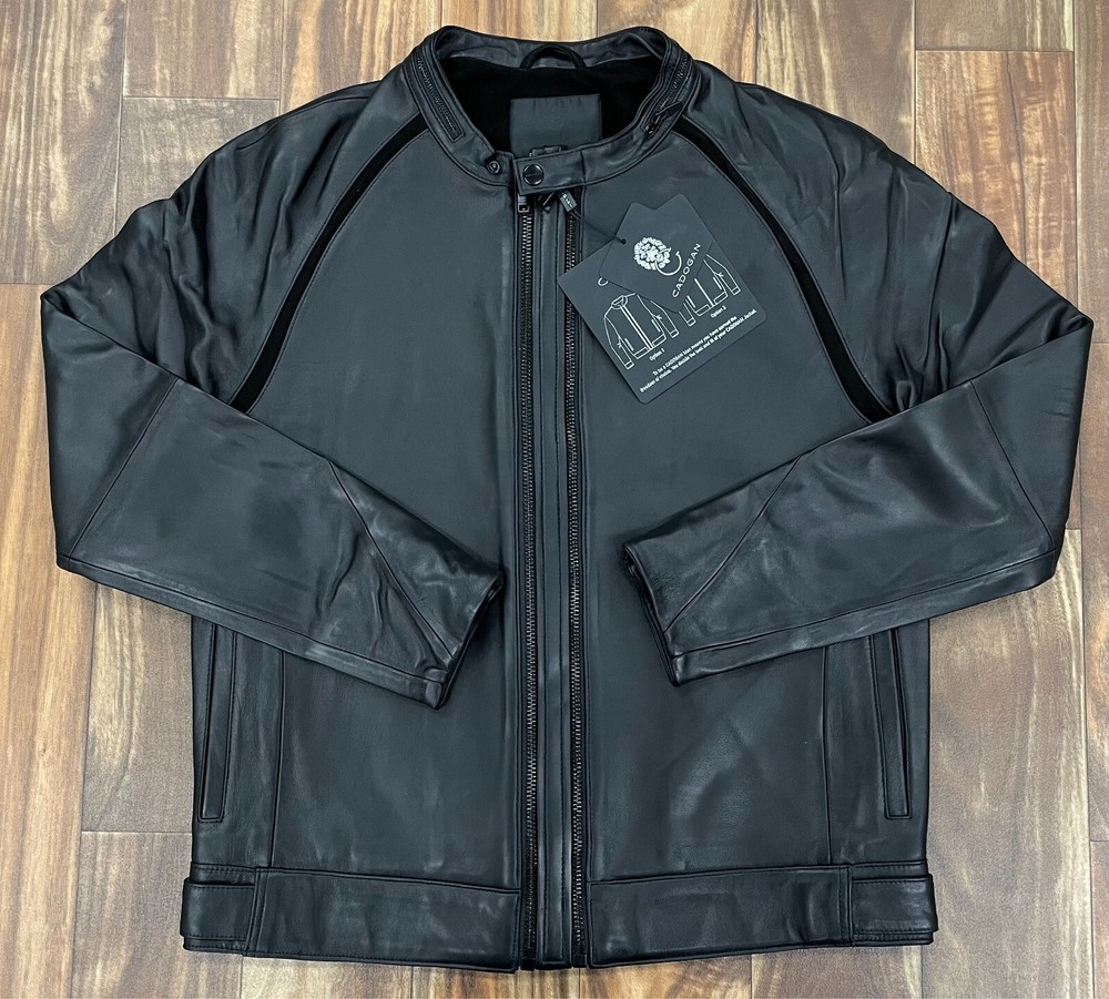 NWT Cadogan Men's Maven Leather Extension Jacket In Color Black Size: XX-Large