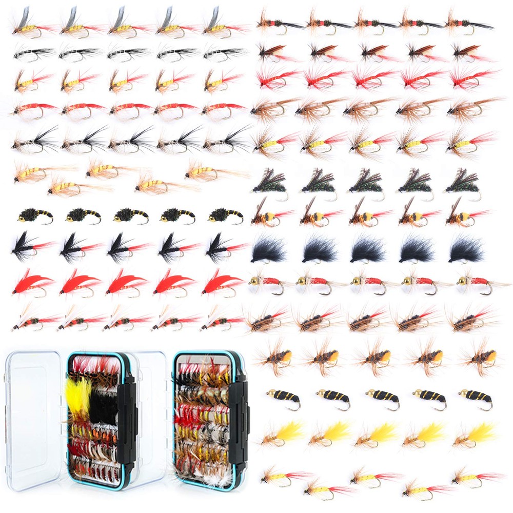 Maxcatch 120-Piece Handmade Fly Fishing Assortment Dry Wet Flies Nymphs Kit