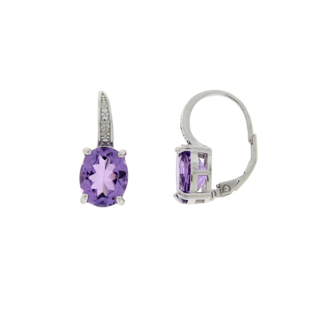 4.81ct Amethyst & Diamond Sterling Silver Earrings