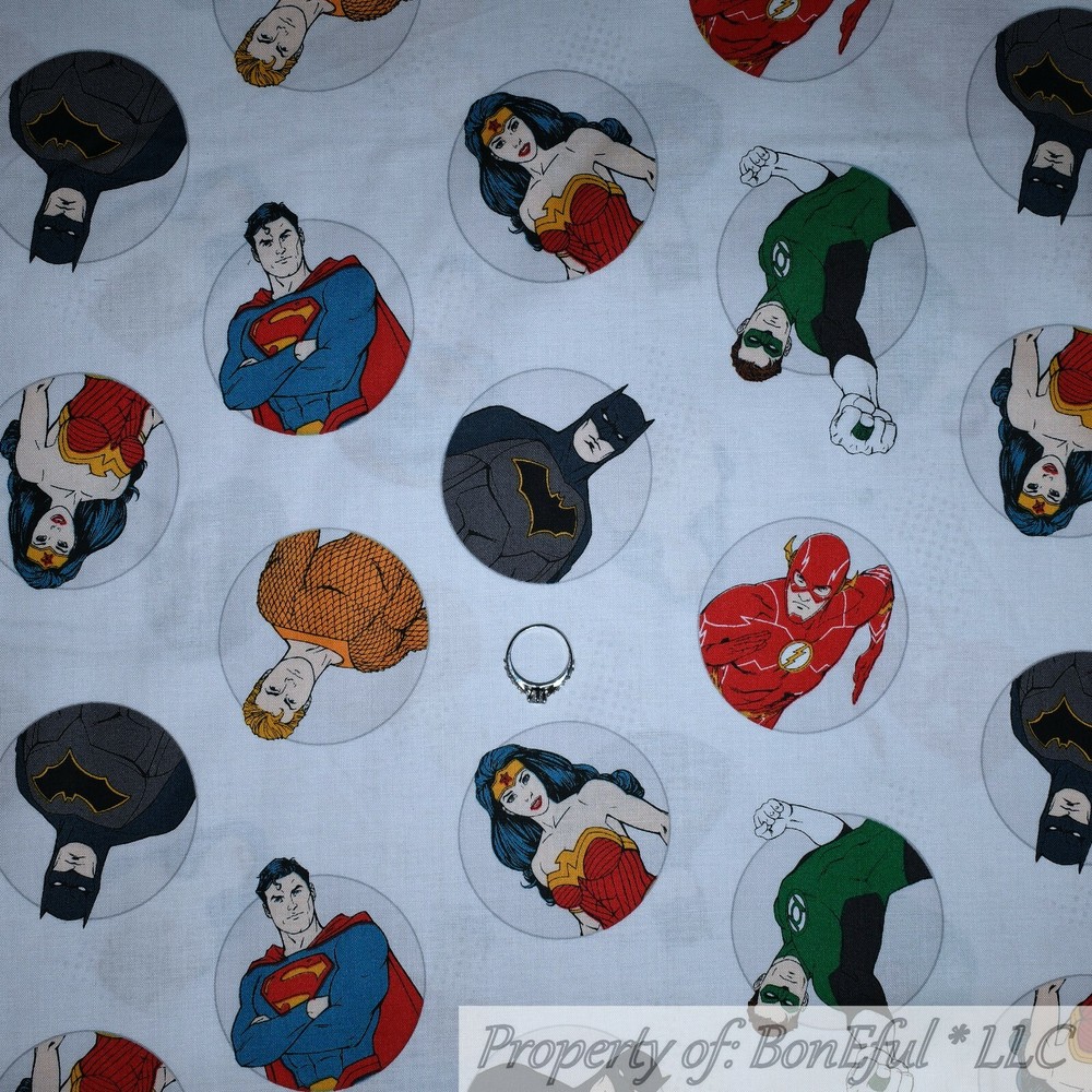 BonEful FQ Cotton Quilt Fabric Superhero Batman Wonder Woman Flash B&W-image