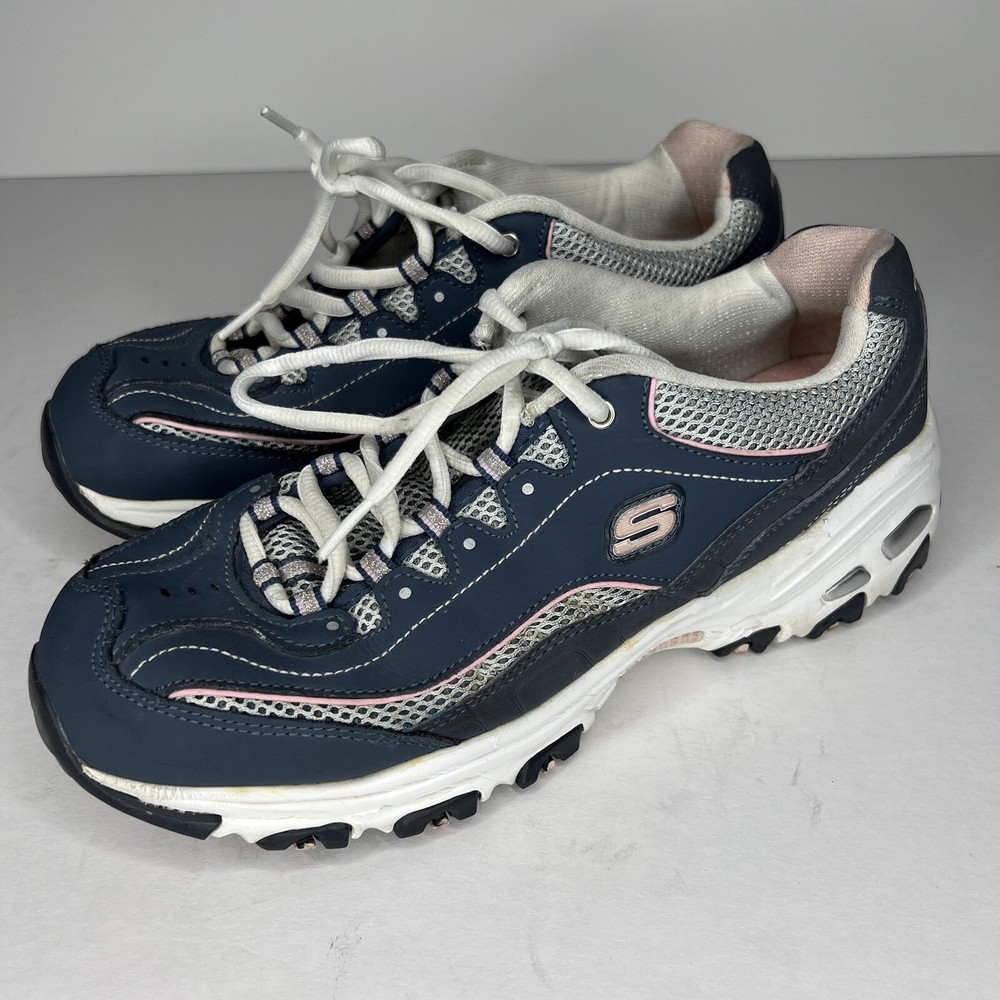 Skechers D'lites Sport Womens Size 10 Blue Suede-Look Walking Sneakers
