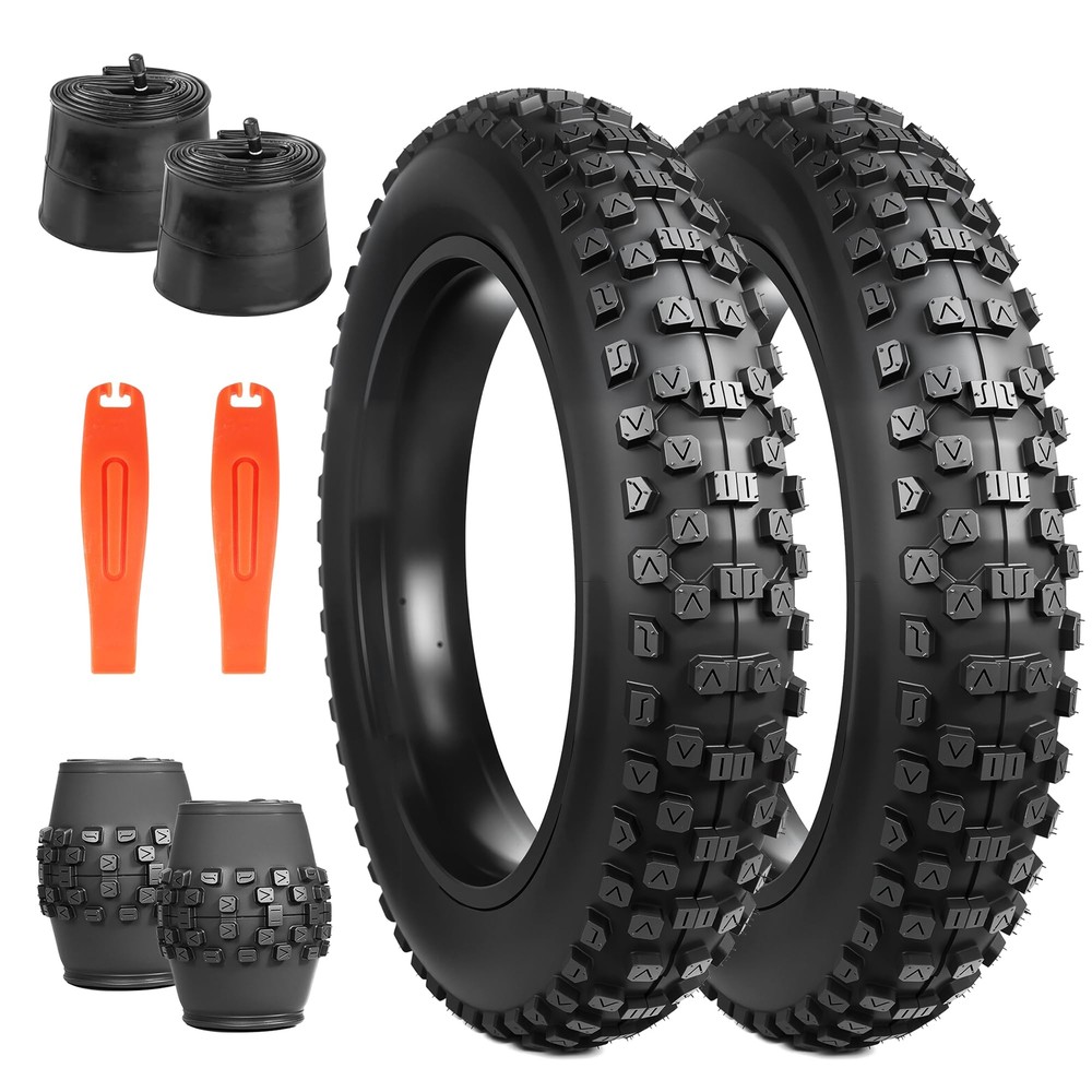 20 x 4 Fat Tire E-Bike Snow Tires with Tubes & Levers 2-Pack