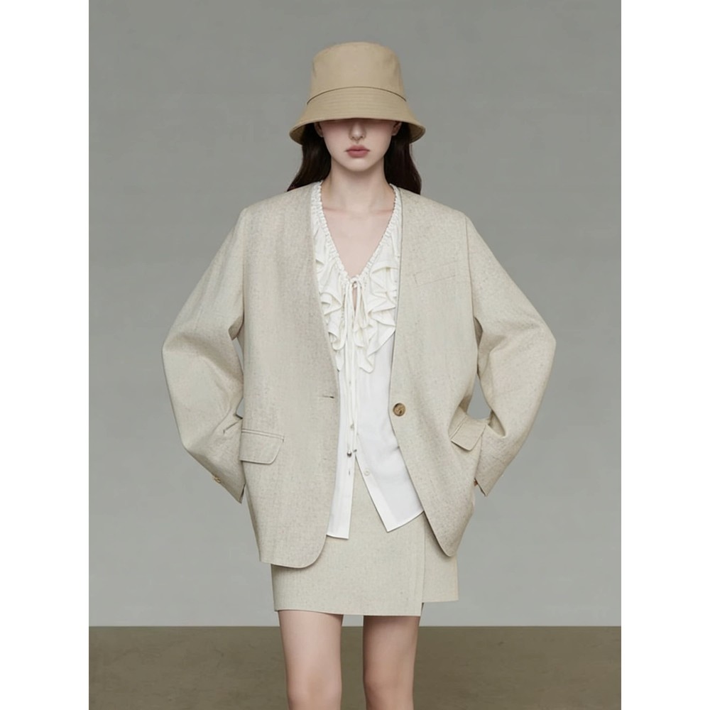 Women's Blazer One Button Suit Jacket Slim Fit Party Short A-line Skirt 2pcs Set