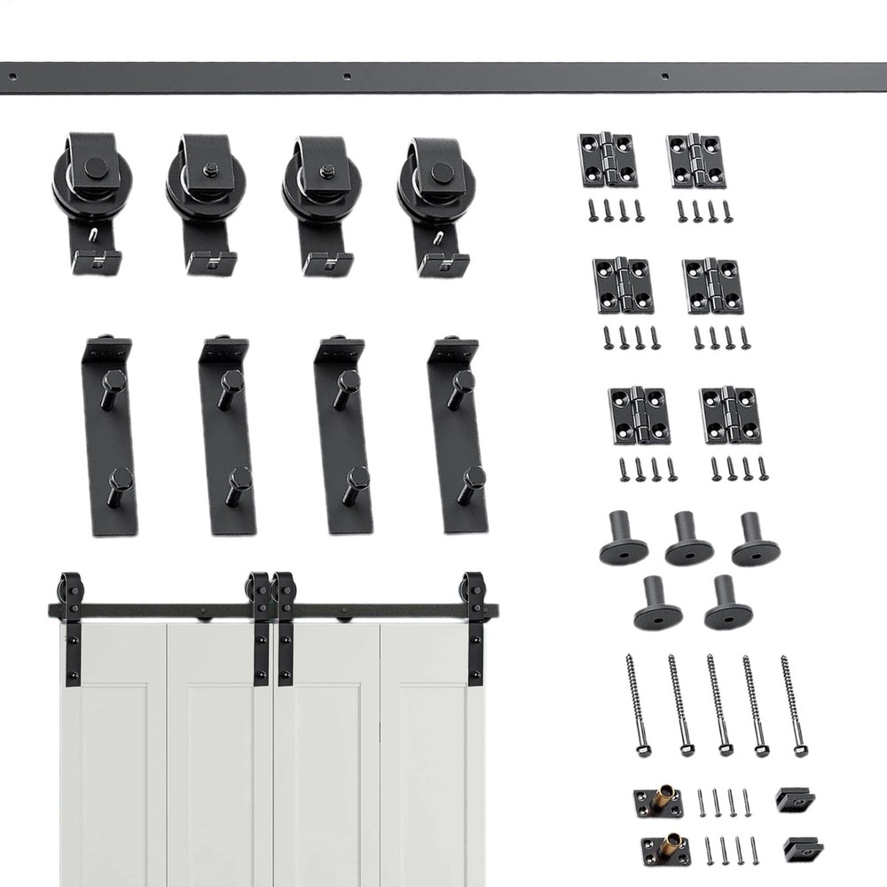 52in Sliding Barn Door Hardware Kit with Wood Track for Closet Hang Style Rail