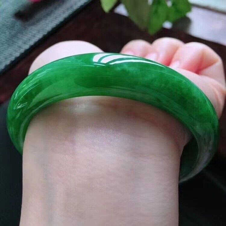 Certified Natural Grade  Green Burmese Jade jadeite bracelet bangle 59-60MM