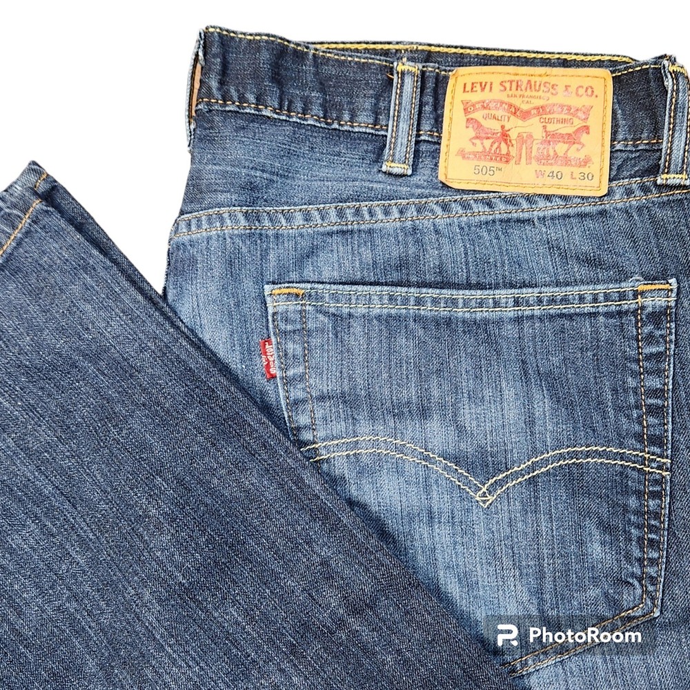 Levi's 505 Men's 40x30 Straight Medium Wash Denim Blue Jeans Cotton