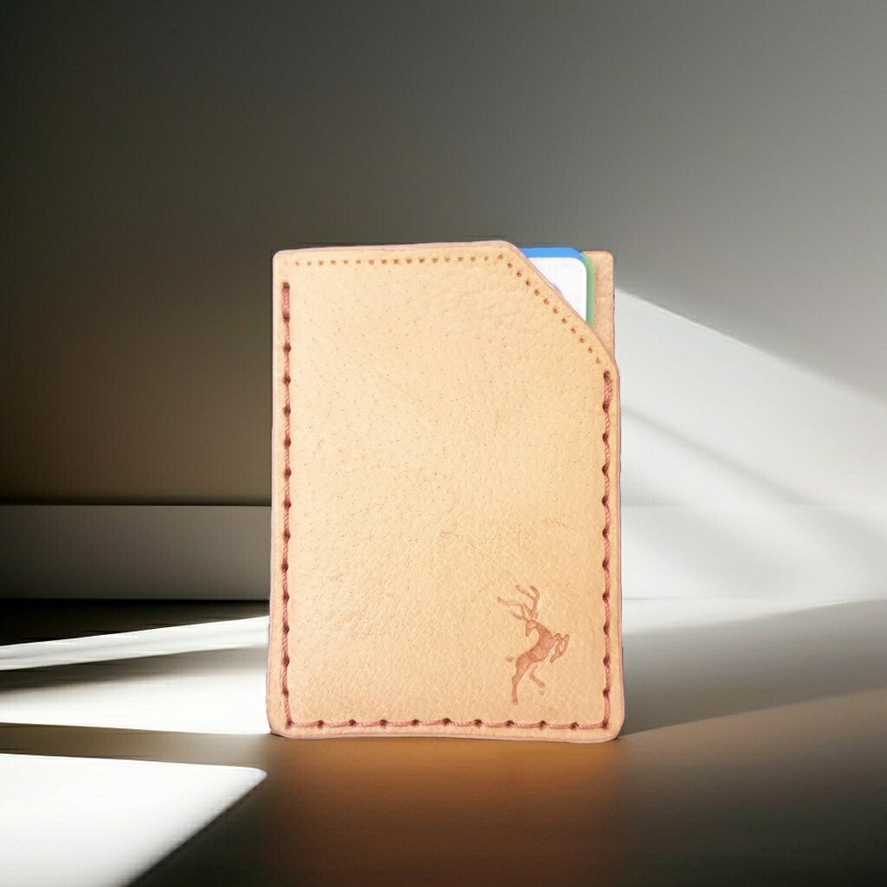 Slim genuine leather card holder for wallets and pockets