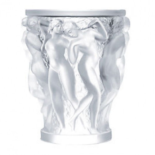 Lalique Crystal, Bacchantes Crystal Vase, Clear, Height 9.45