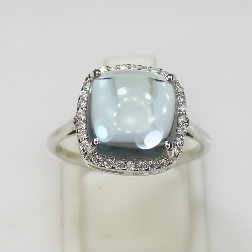Natural Blue Topaz And Moissanite Ring With 925 Sterling Silver In All Sizes