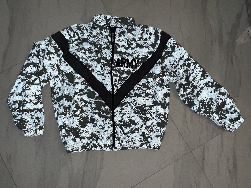 VTG Army Full Zip Jacket Sz M Gray Reflective Digital Camo Authentic Rare 3M PTU