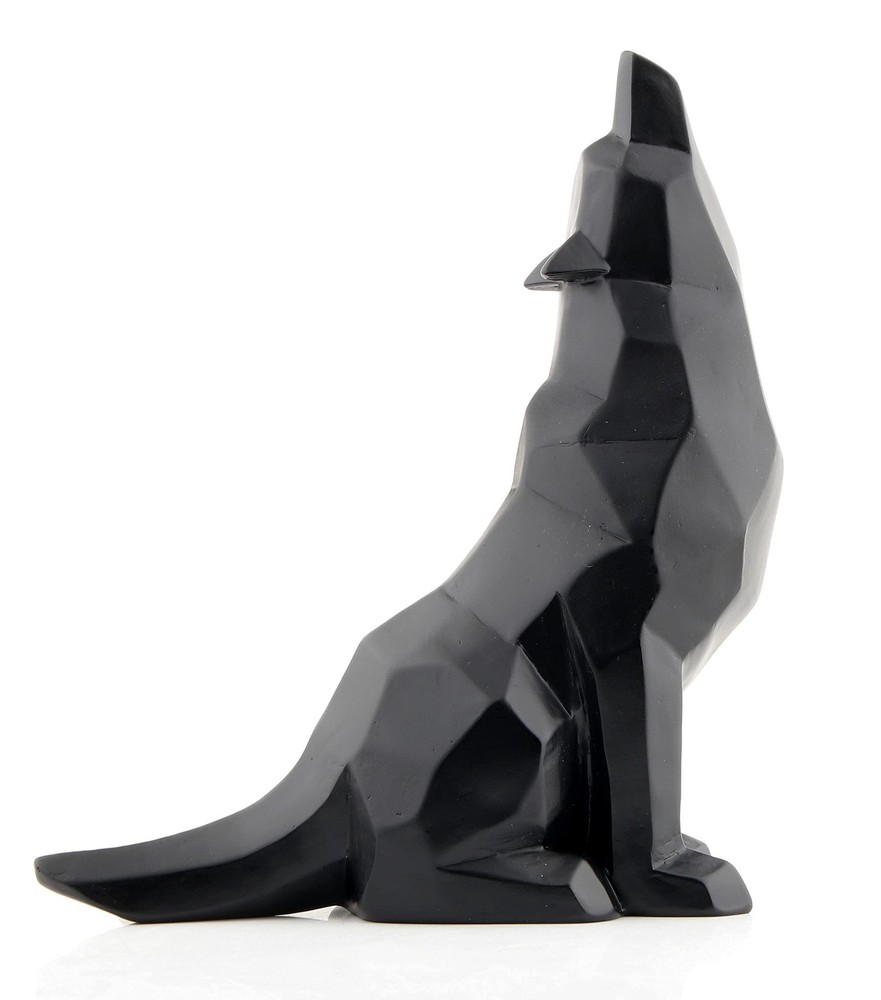 Black Wolf Howling Wolf Figurine Statue for Home Decor