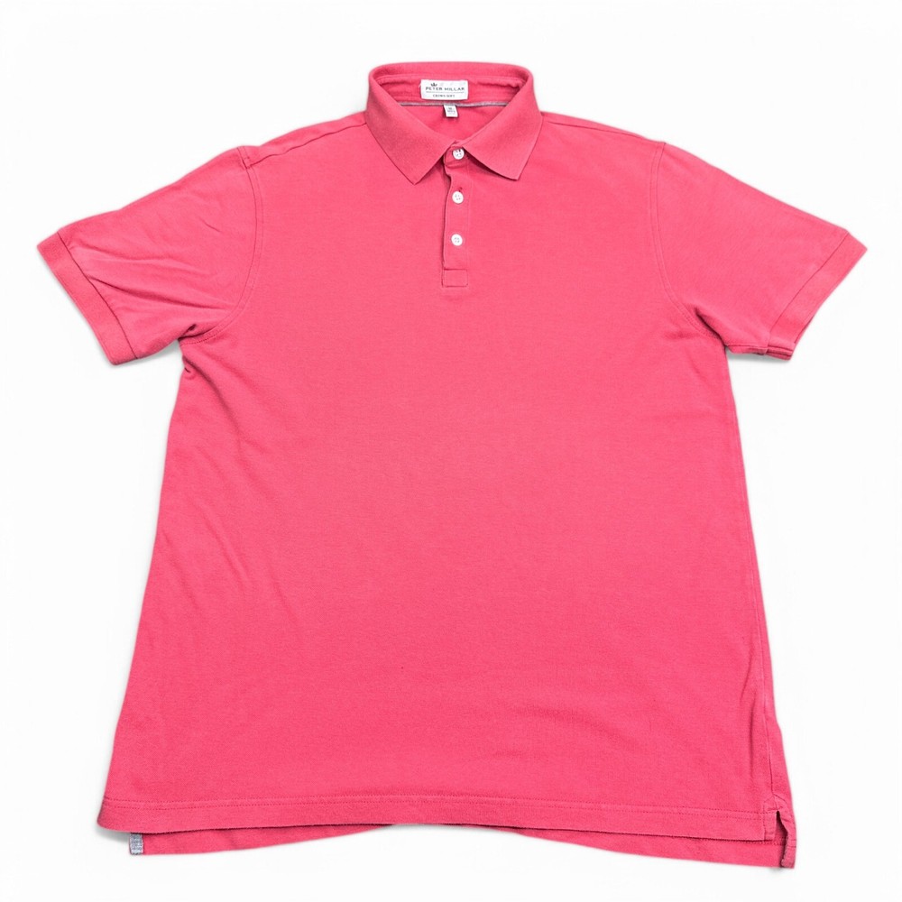 Peter Millar Polo Shirt Mens Size Medium Pink Short Sleeve Golf Casual