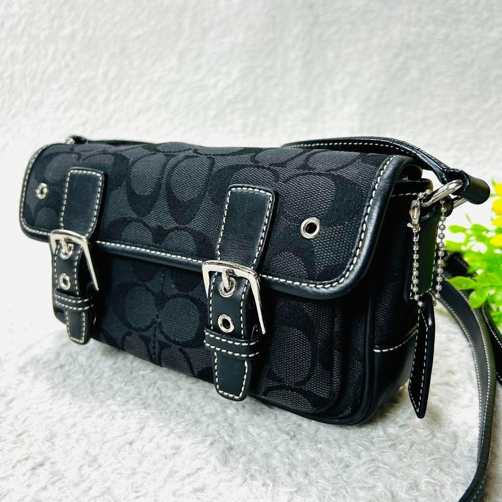 Vintage Coach 6844 Black Signature Canvas Crossbody Bag  