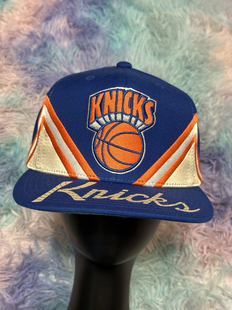 New York Knicks Hat Cap Snap Back Blue NBA Basketball Logo Mitchell Ness Mens