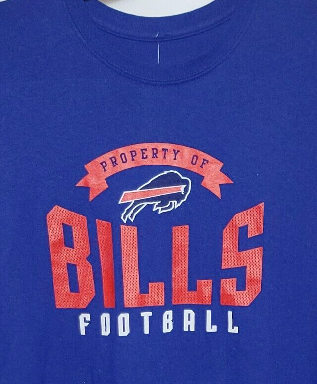NWT Mens 2XL Buffalo Bills 'Property of' NFL Team Apparel T-Shirt Blue/Red/White