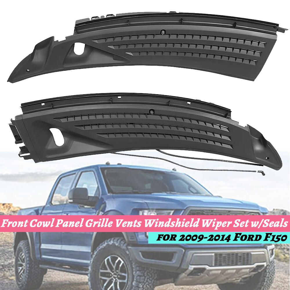 Front Cowl Panel Grille Vents Windshield Wiper Set w/Seals for 09-14 Ford F150