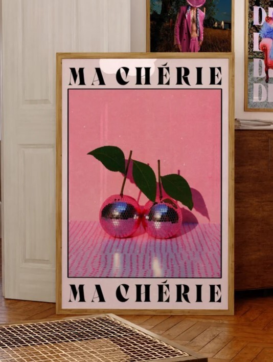 Retro 70s Psychedelic Cherry Wall Art Print Poster
