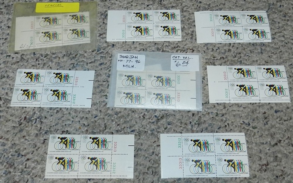 Unused Stamp lot 8 Scott #1460 Olympic Summer Games Cycling 6 cent Plate Blocks