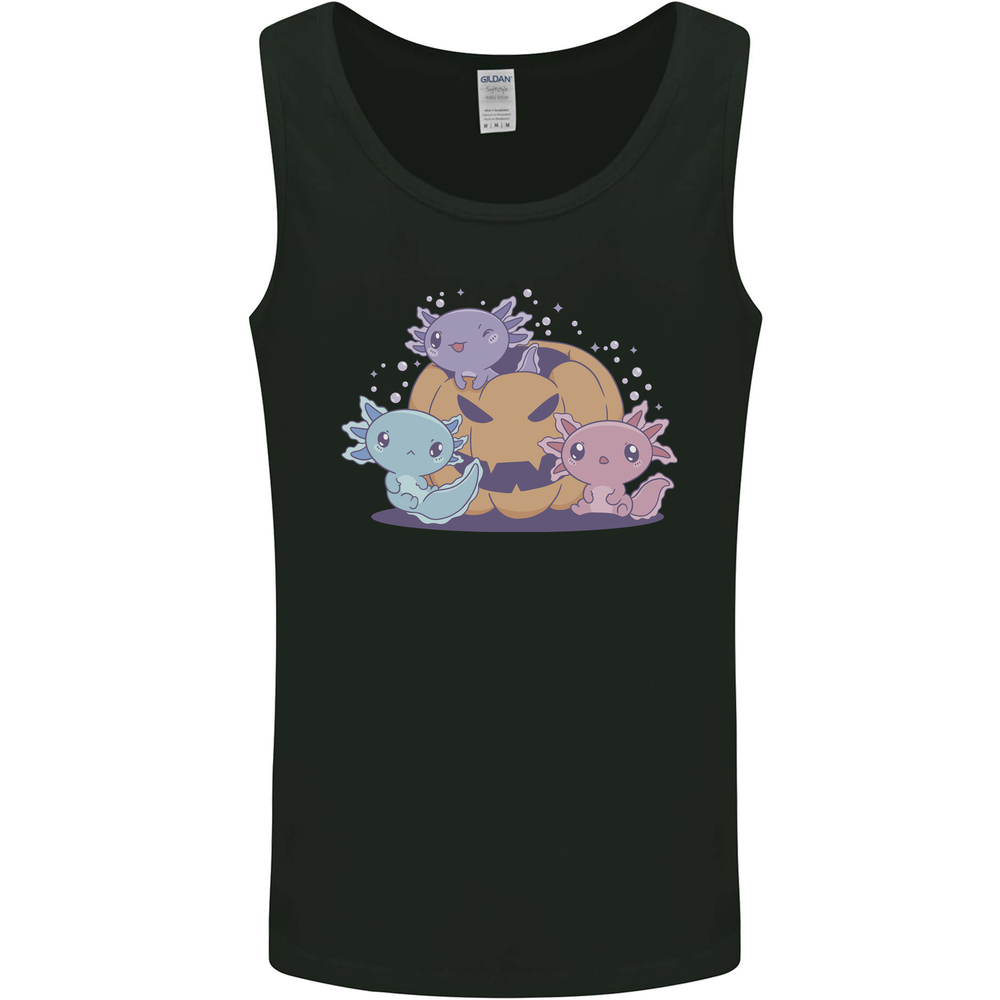 Axolottle Pumpkin Cute Halloween Kawaii Mens Vest Tank Top