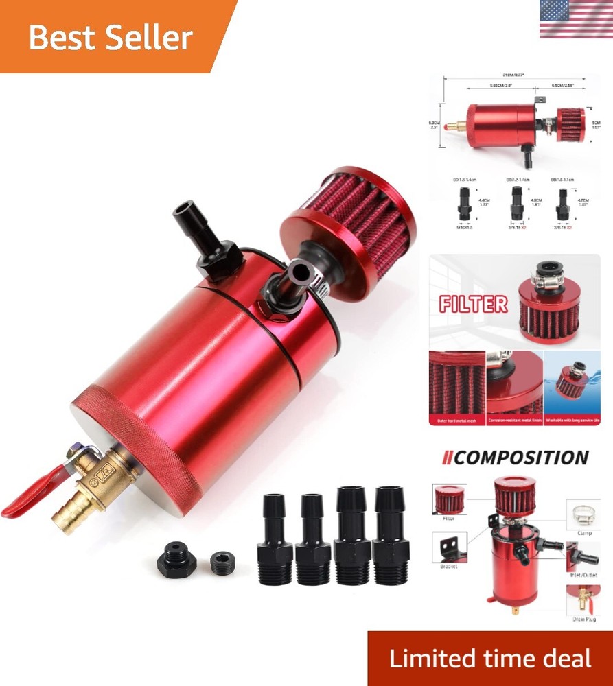 Universal 150ml Aluminum Baffled Oil Catch Tank with Adapters