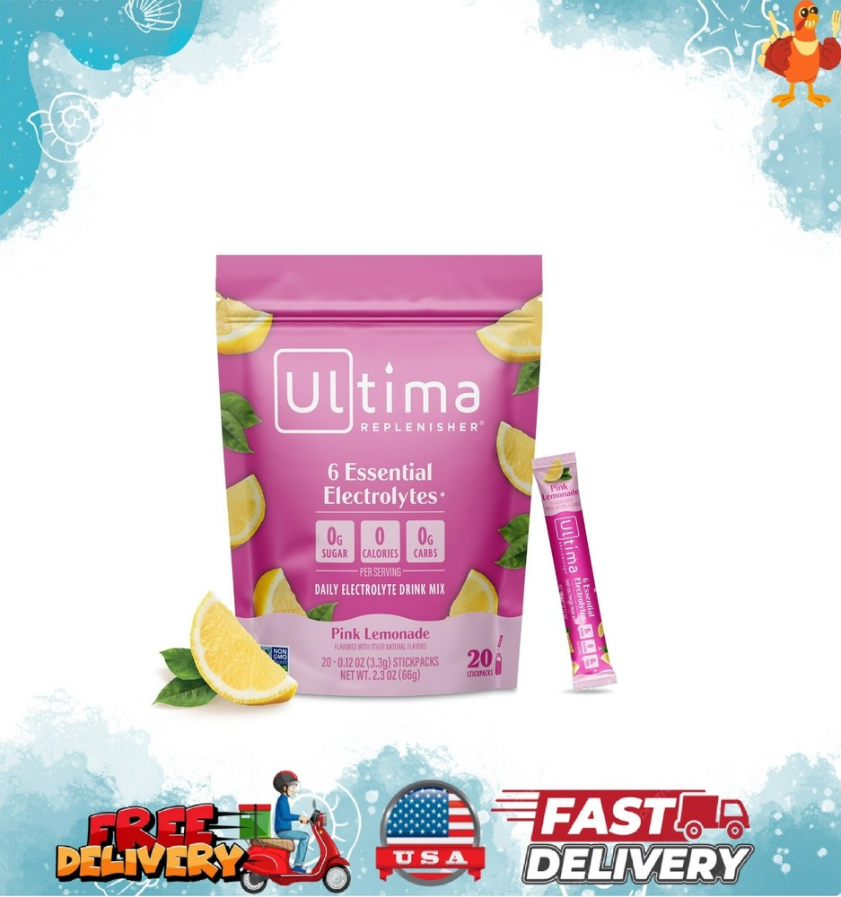 Sugar-Free Pink Lemonade Electrolyte Powder Drink Mix – 20 Stick Packs