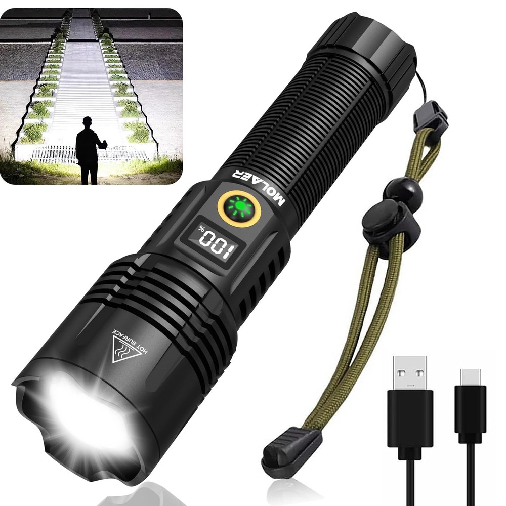 Rechargeable Flashlights High Lumens, 900000LM Super Bright LED Flashlight wi...