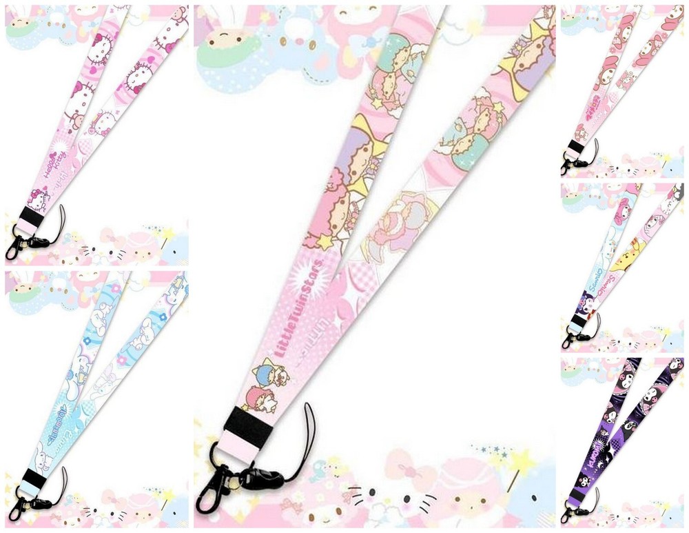 Kawaii Kitty Lanyard ID Holder with Key Ring Chain - Choose Your Design