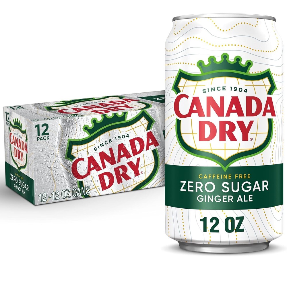 Canada Dry Zero Sugar Ginger Ale Soda, 12 fl oz cans, 12 Fl Oz (Pack of 12)