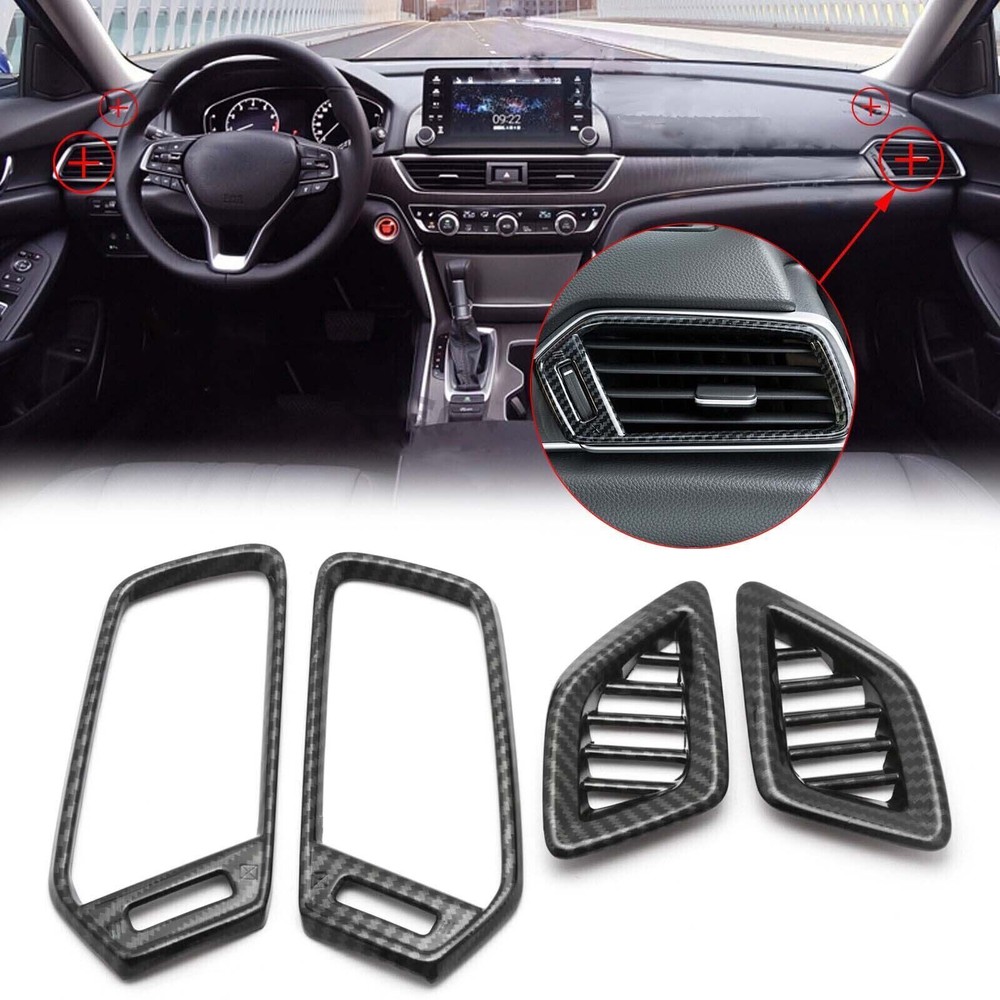 Carbon Fiber ABS Dashboard Air Vent Outlet Cover Trim For Honda Accord 2018-2022