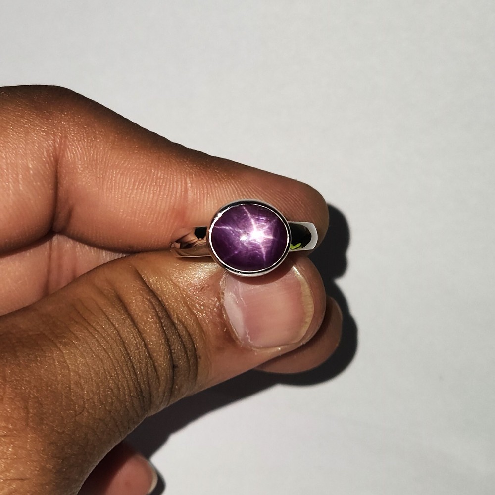 6 rays Star ruby silver ring - bohemian statement ring